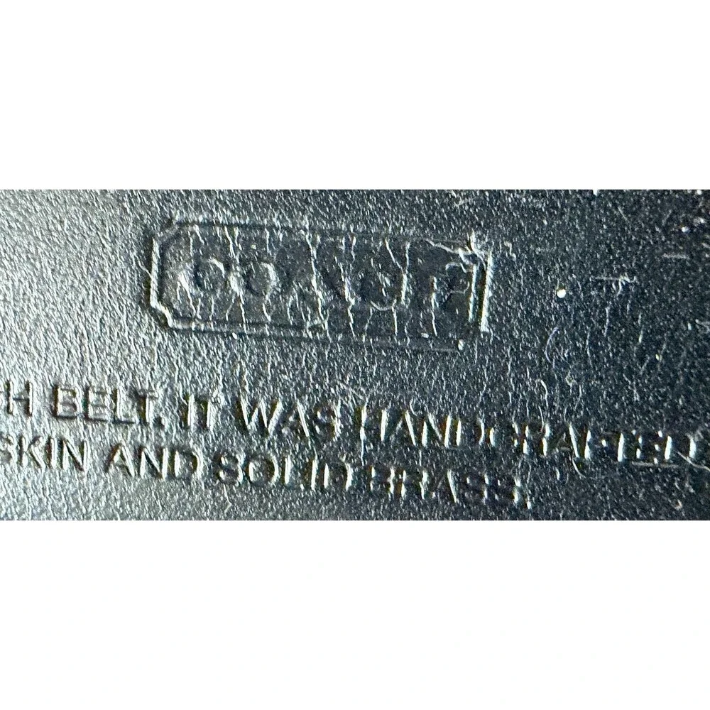 Coach Black Calfskin Leather Belt Women’s 38 Large Solid Brass Silver Buckle